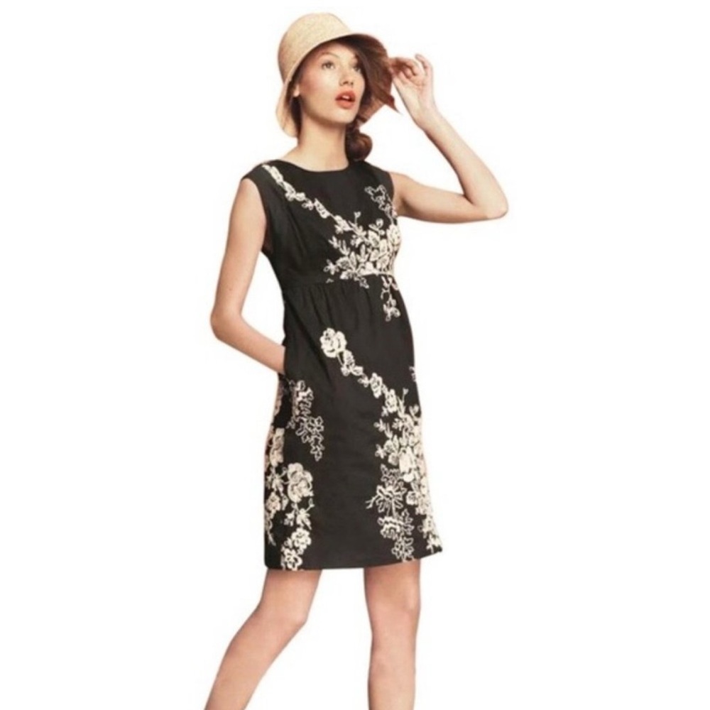 J. Crew Mirabel Embroidered Sleeveless Shift Dress Cotton Preppy Classic Chic